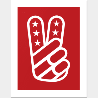 American Peace Sign (White on Red) Posters and Art